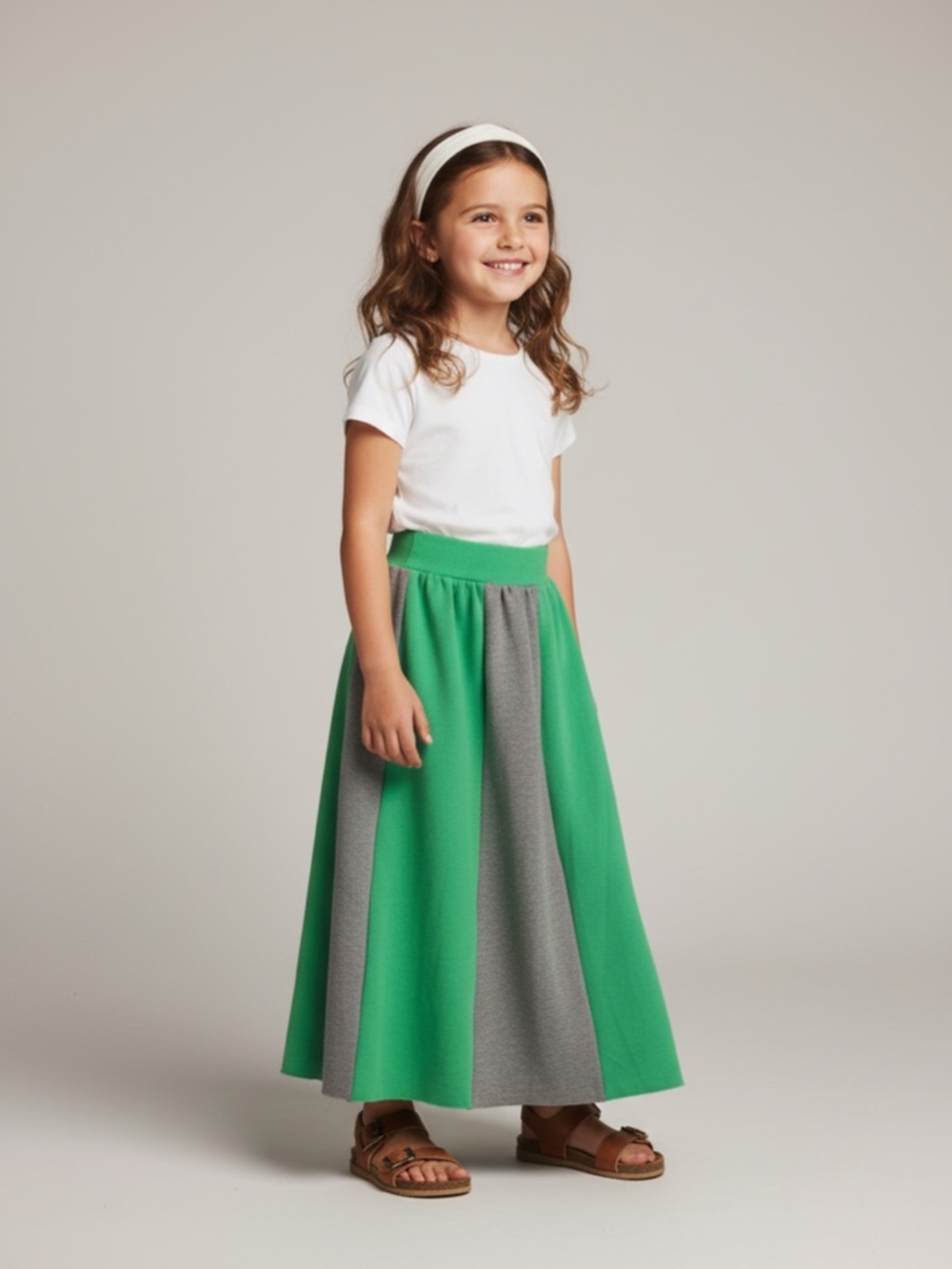 Skirt Girls 6/7 Maxi Green Colorblock Straight Knit Cotton Mom and‎ Pop's Kids